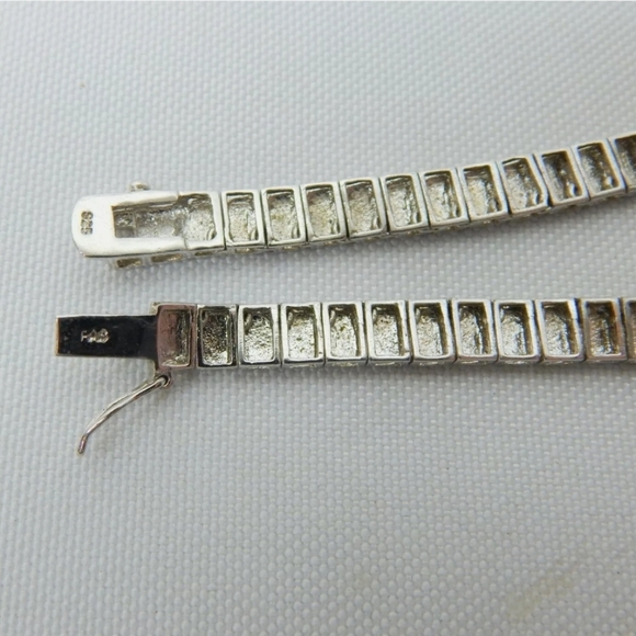 925 Solid Sterling Channel set CZ NECKLACE heavy 35g Gorgeous 😍 signed - Picture 7 of 12